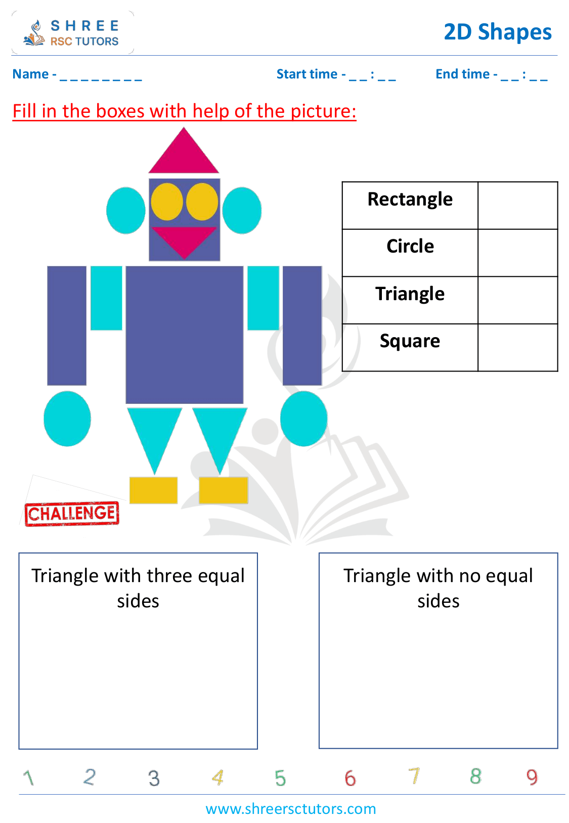 Identify 2D Shapes worksheets for Grade 1 Maths | shree rsc tutors