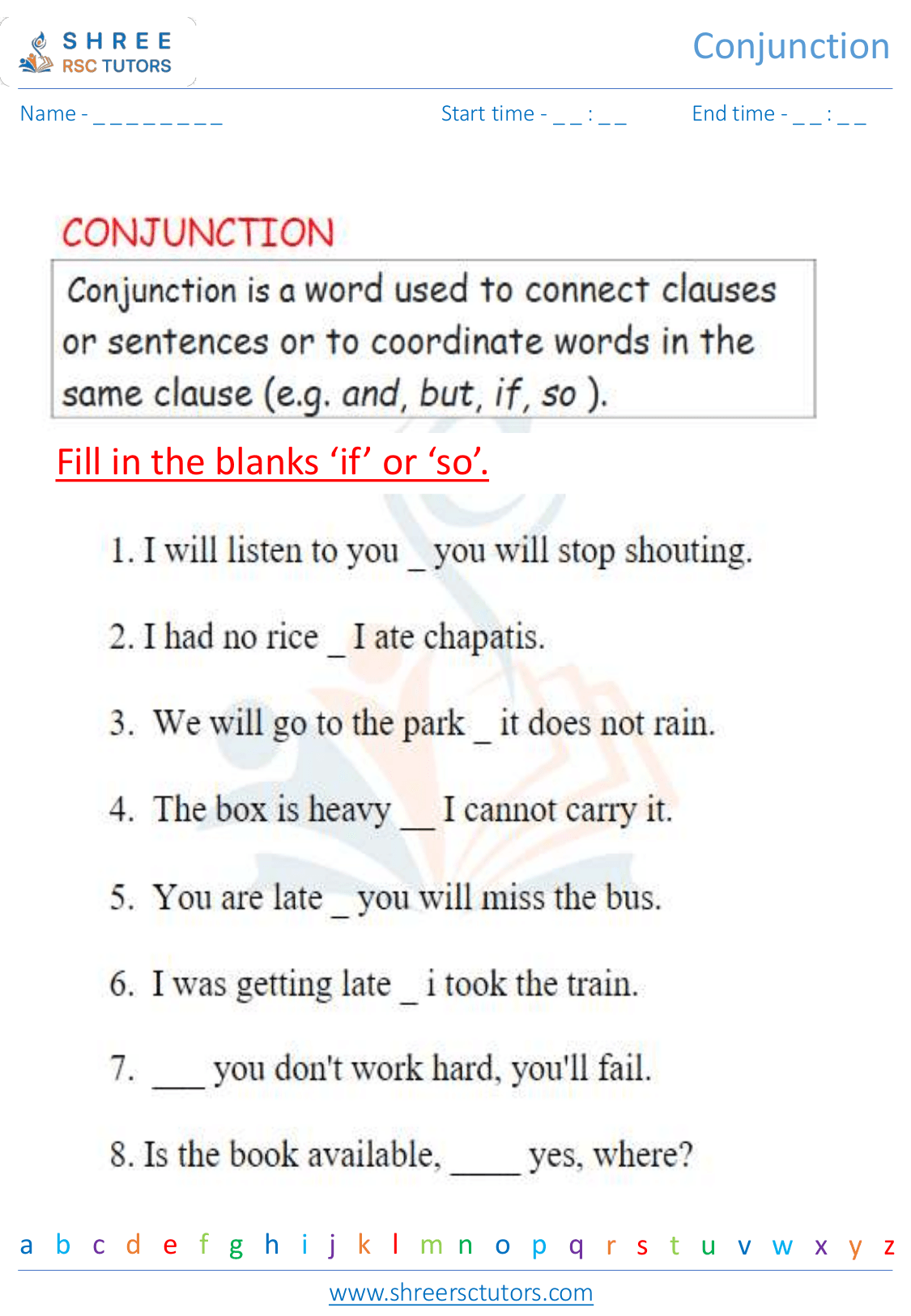 Grade 2  English worksheet: Conjunctions