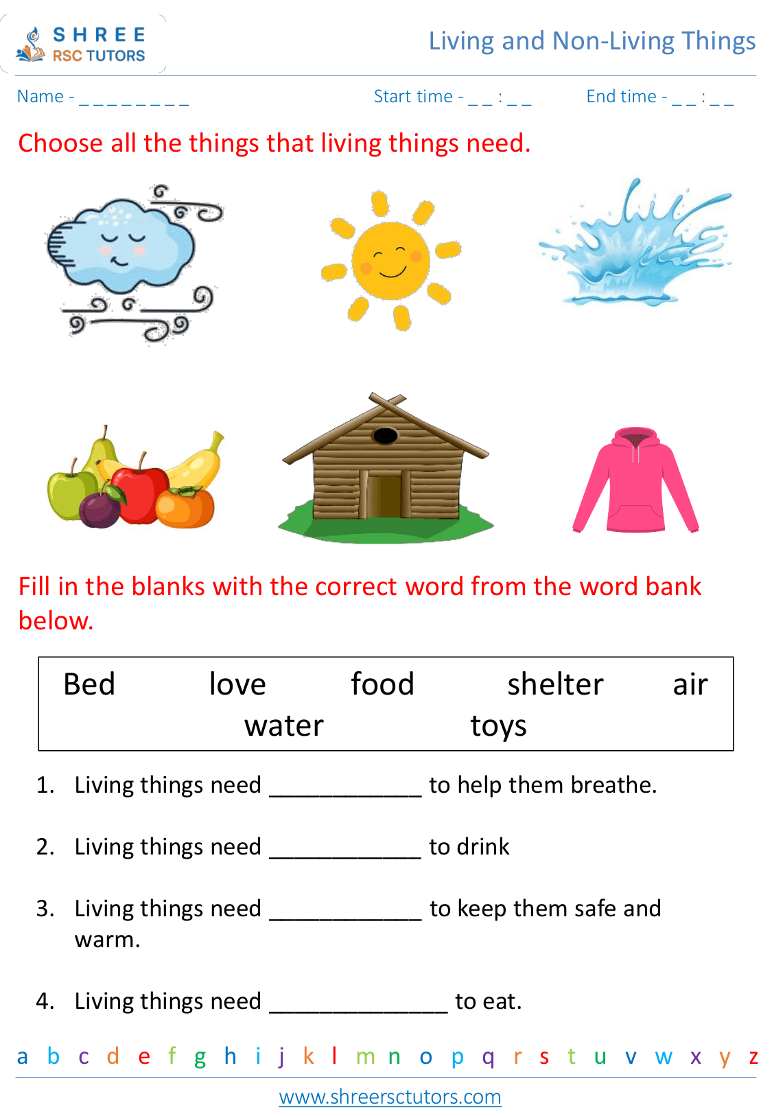 Basic needs of living organisms worksheets for Grade 3 Science | shree ...