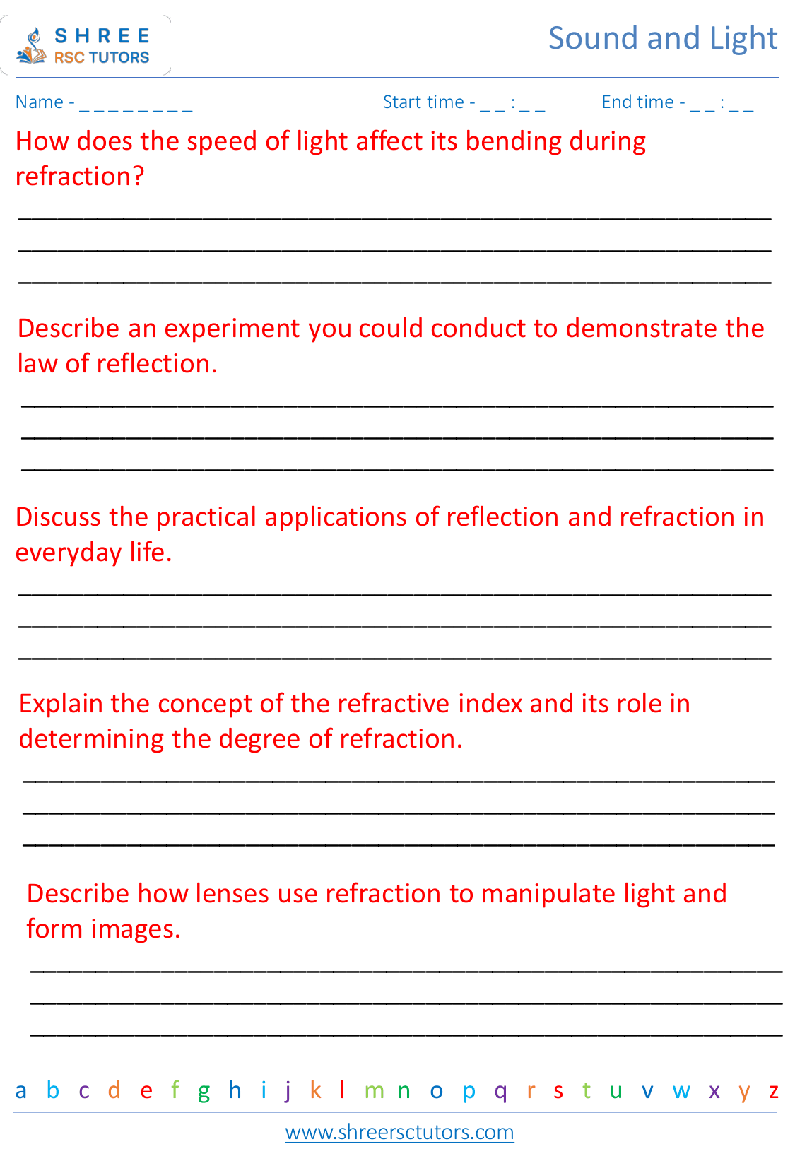 Reflection and refraction of light worksheets for Grade 5 Science ...