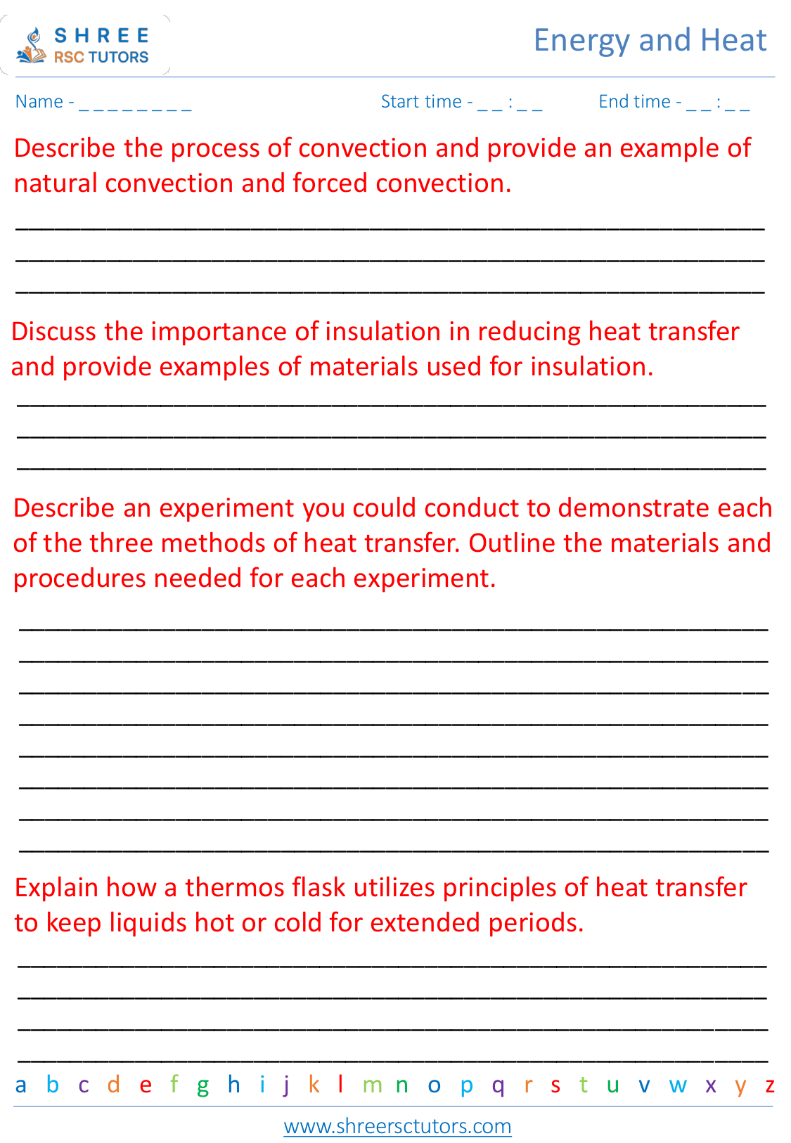 Heat transfer conduction, convection, and radiation worksheets for ...