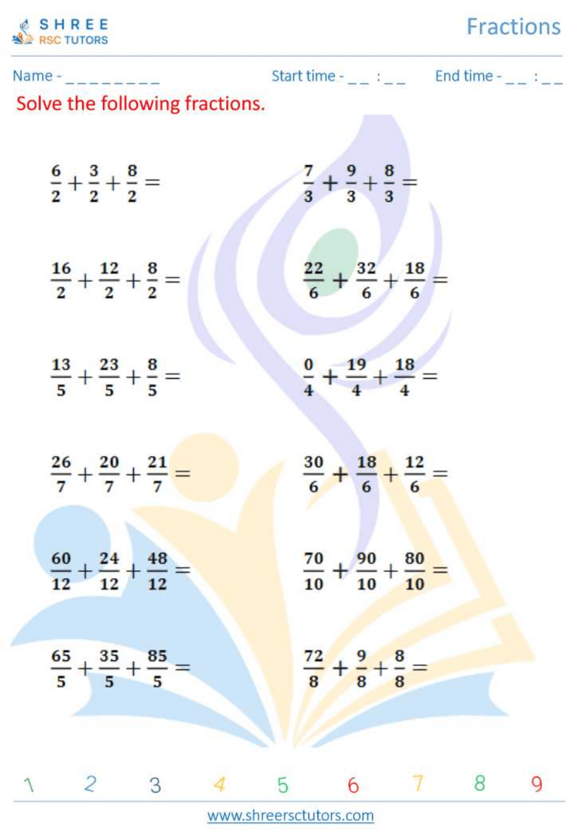 Complexities of Fractions worksheets for Grade 8 Maths | shree rsc tutors