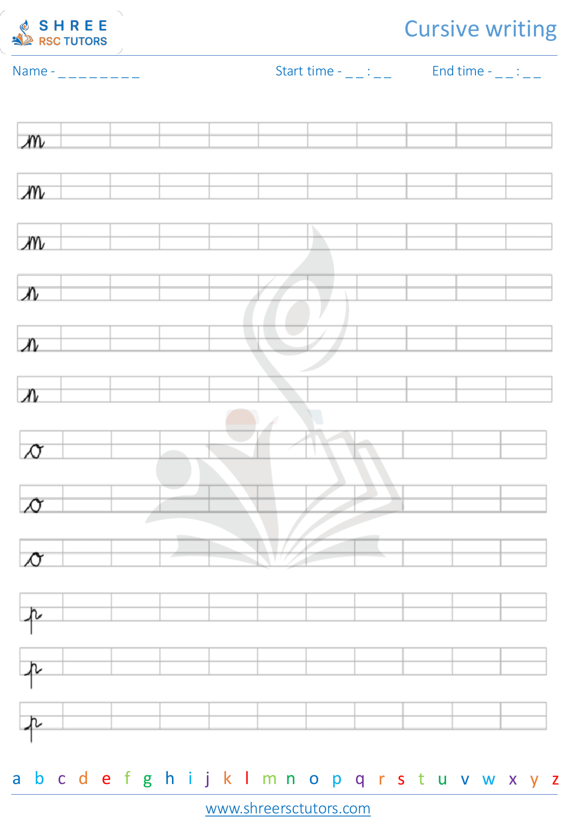 Cursive letter writing worksheets for Kindergarten English | shree rsc ...