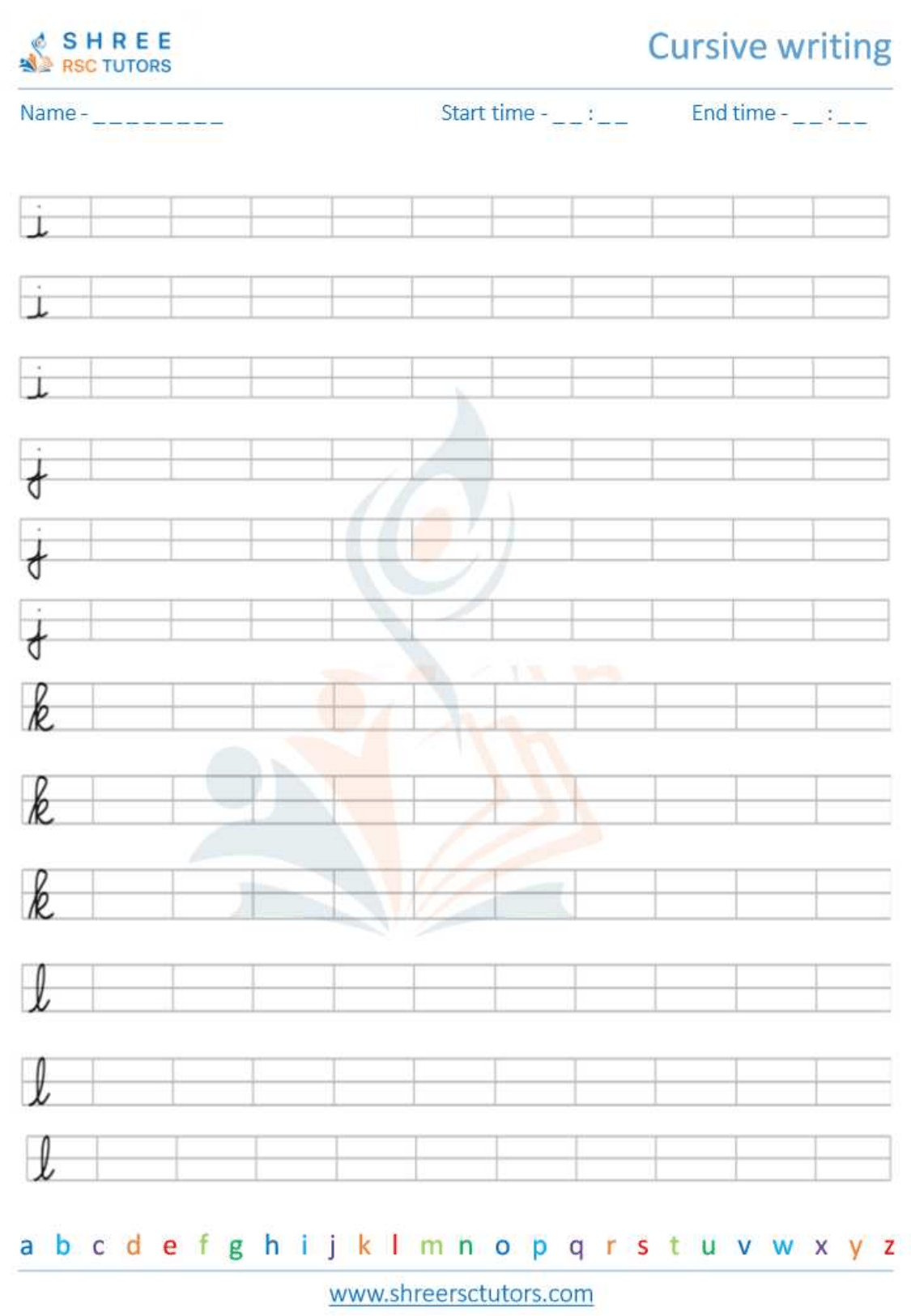 Cursive letter writing worksheets for Pre Kindergarten English | shree ...